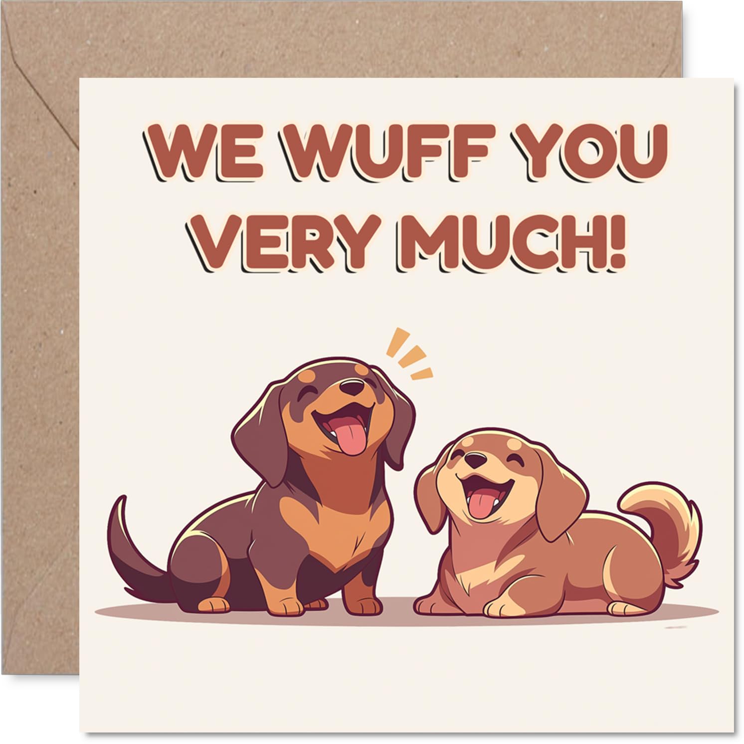 Stuff4 Birthday Card - We Wuff You Very Much! Dog Pun - 145x145mm