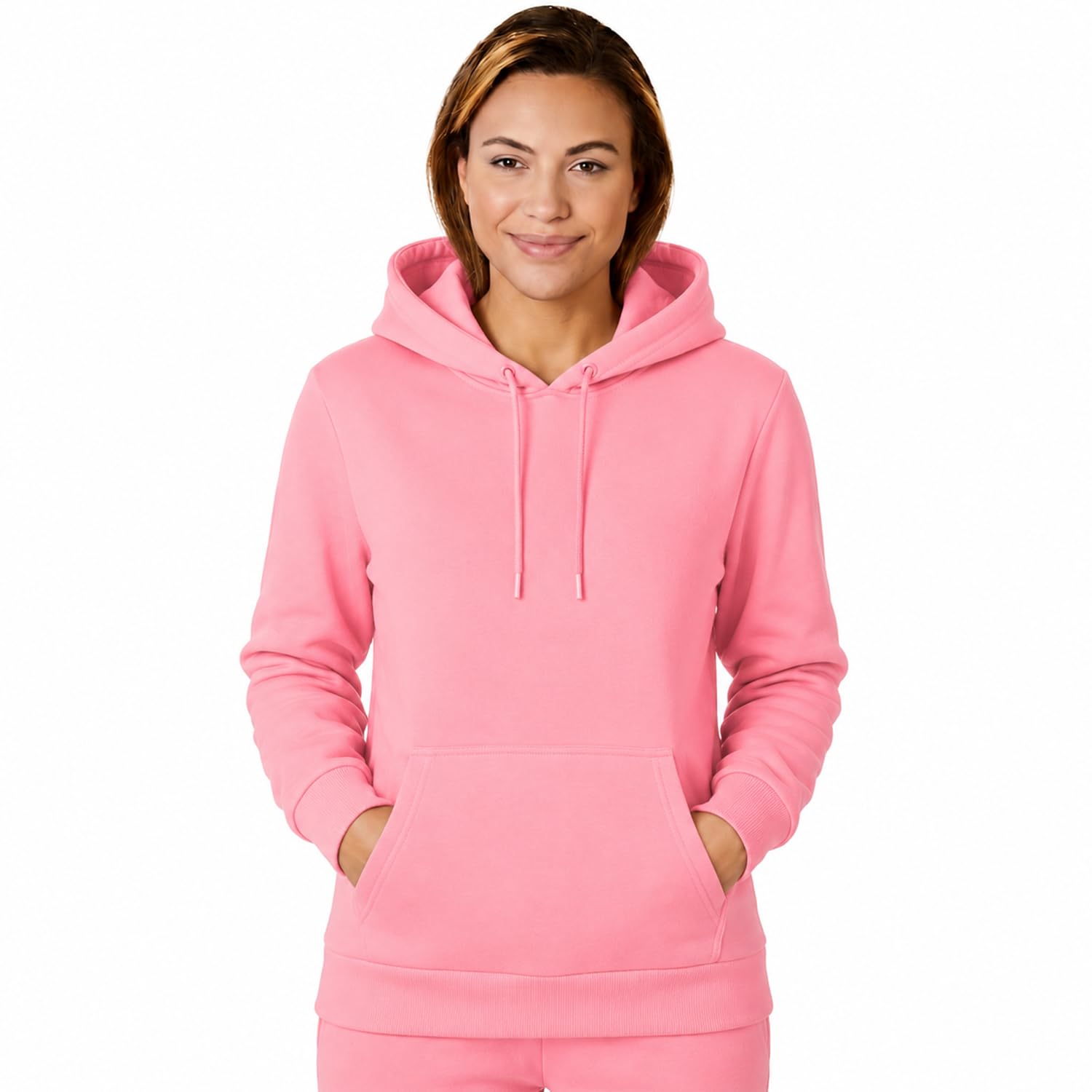 Light & Shade Women’s Fleece Pullover Hoodie with Pocket Soft Hooded Sweatshirt with Drawstring Casual Lounge & Gym Wear (Pink, L)