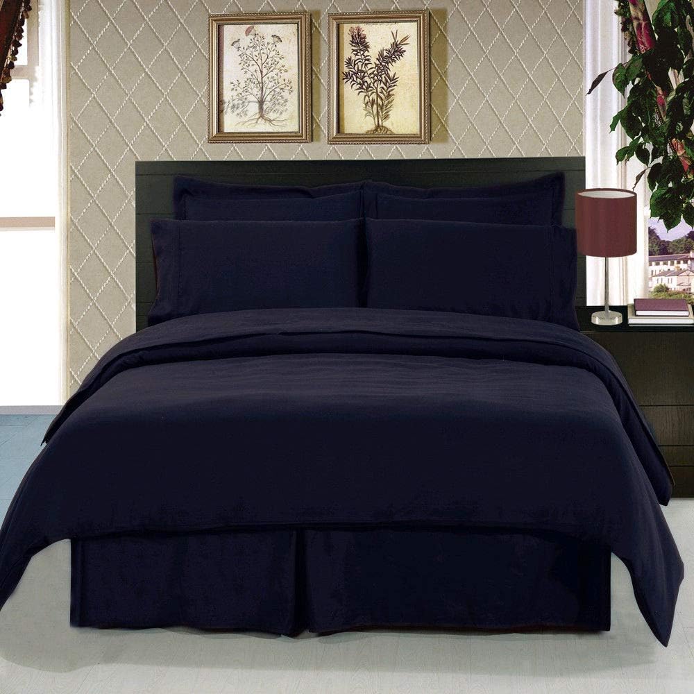 Royal Tradition 7PC Brushed Microfiber Bedding Set -Full Size- Solid Beige (Duvet Cover Set with Matching Bed Sheets)