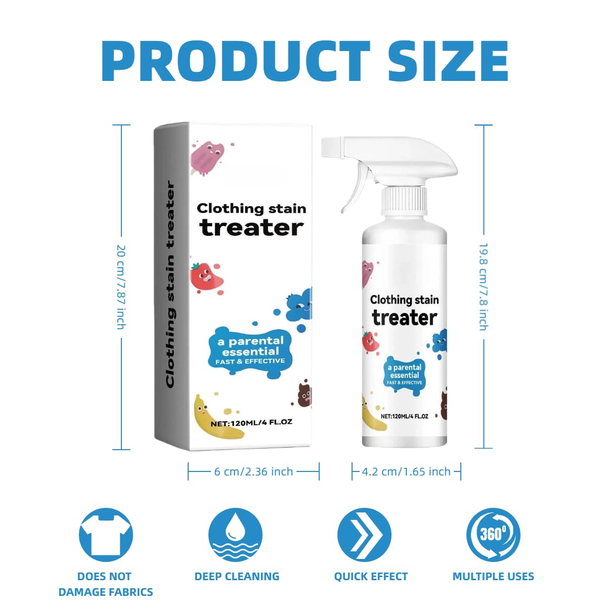 Spray Détachant Pour Vêtements,Spray Détachant Lavage,Anti-Taches pour Vêtements pour la Vie Quotidienne et Voyages,Rimuove Efficacemente le Macchie Ostinate da Vestiti e Tessuti,2 pezzi