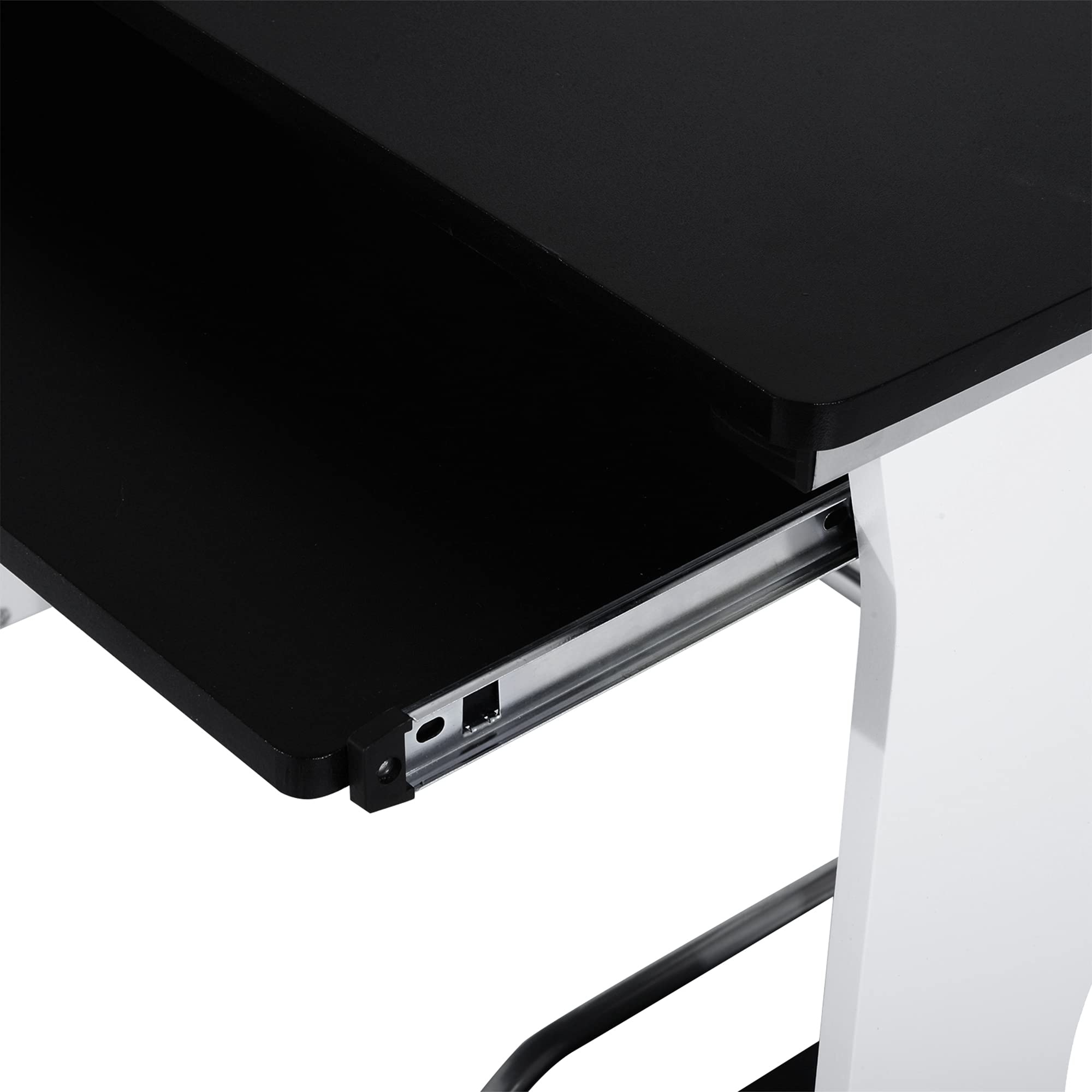 HOMCOM Mesa de Ordenador Armario, Bandeja Teclado 100x52x75cm Negro/Plata