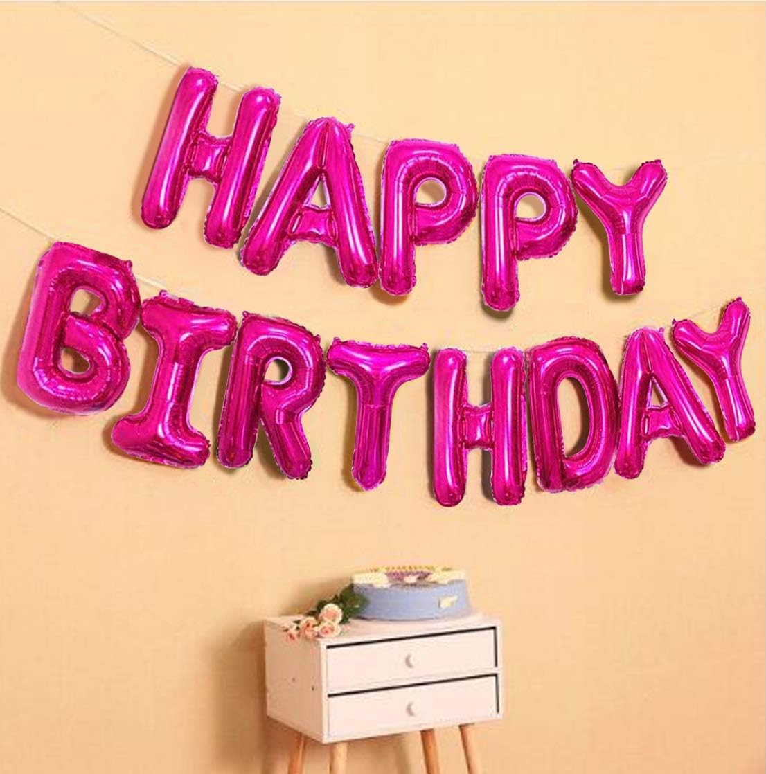 AMFIN® (16 Inch) Happy Birthday Letter Foil Balloon Birthday Party Supplies, Happy Birthday Balloons for Party Decoration - Pink