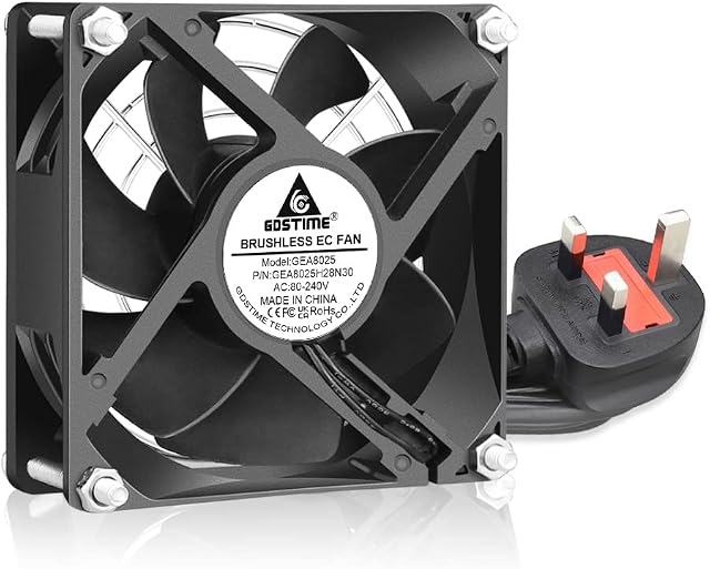 GDSTIME 80mm EC Axial Fan AC 220V 230V 240V Brushless Cooling Fan 80 x 25 mm Case Fan