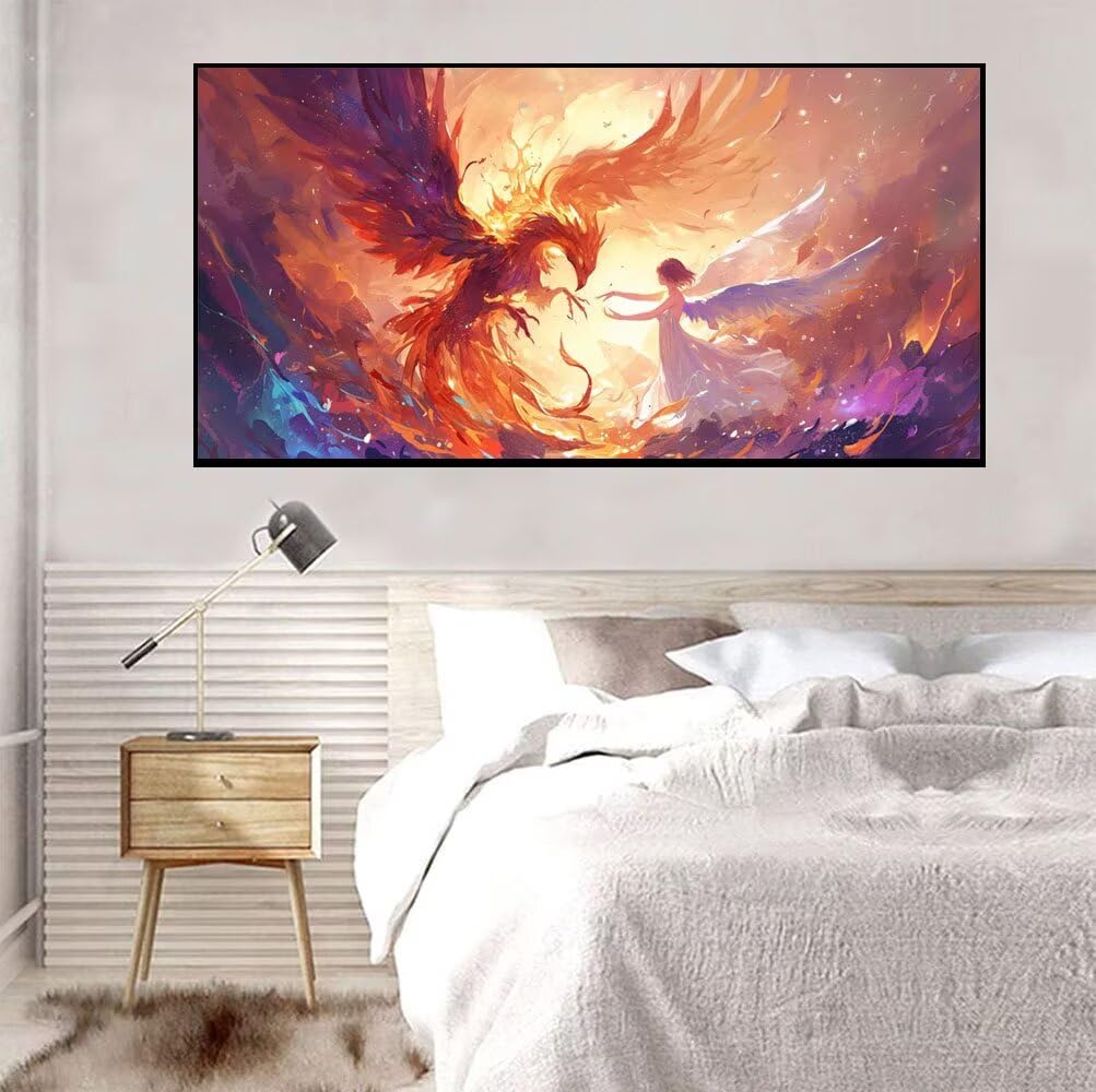 Phoenix Malen Nach Zahlen Erwachsene & AnfäNger Kits, Malen Nach Zahlen Mädchen Bastelset Kinder Ab 6 Jahre, Acrylfarben DIY Set Erwachsene, Geeignet FüR Deko Wohnzimmer, Ohne Rahmen 60x120cm U-252