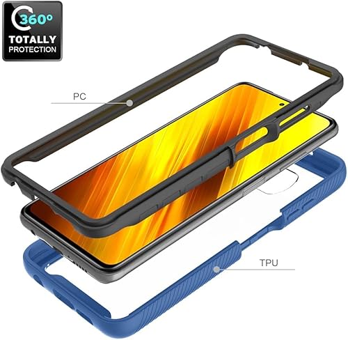 Miniatura 3 de Asuwish Funda de teléfono para Xiaomi Poco X3 ProPocoX3 NFCPoco X3 con protector de pantalla de vidrio templado híbrido resistente resistente