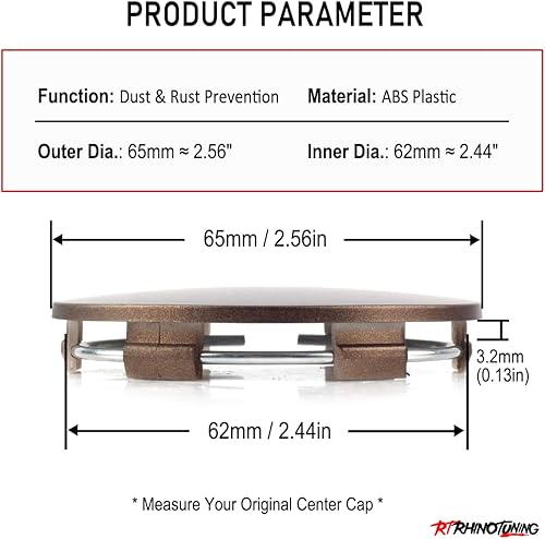 Miniatura 2 de RTRHINOTUNING Tapas centrales de cubo de rueda de 2.559 in (2.56 pulgadas)  2.441 in (2.44 pulgadas) compatibles con Volk Racing TE37 de 17 y 18