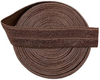 Banda elástica plegable F/O/E brillante de color sólido de 5 yardas y 15 mm, banda elástica con ribete de encaje para cintura, accesorios de costura para prendas de vestir, color marrón