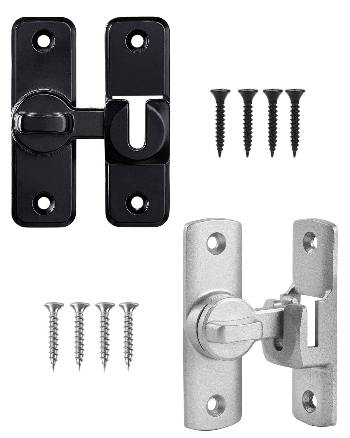 2Pcs Serratura per porta scorrevole, serratura scorrevole per porte scorrevoli, 90/180 gradi barra scorrevole serratura serratura serratura per giardino cucina finestra interni porte esterne