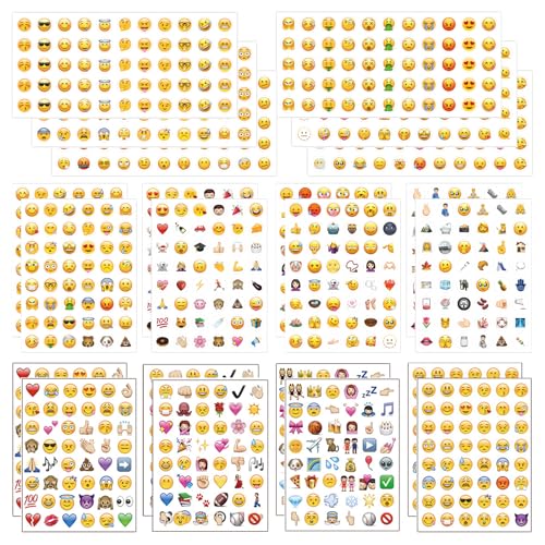 Lot de 22 Feuilles d'Autocollants Smiley, Émoticônes Amusants pour Décoration Carnet Notes et Incitation pour Enfants