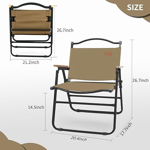 Miniatura 2 de Whitsunday Sillas de camping plegables y portátiles, silla de playa, reposabrazos de madera, marco de metal, silla de viaje para acampar al aire