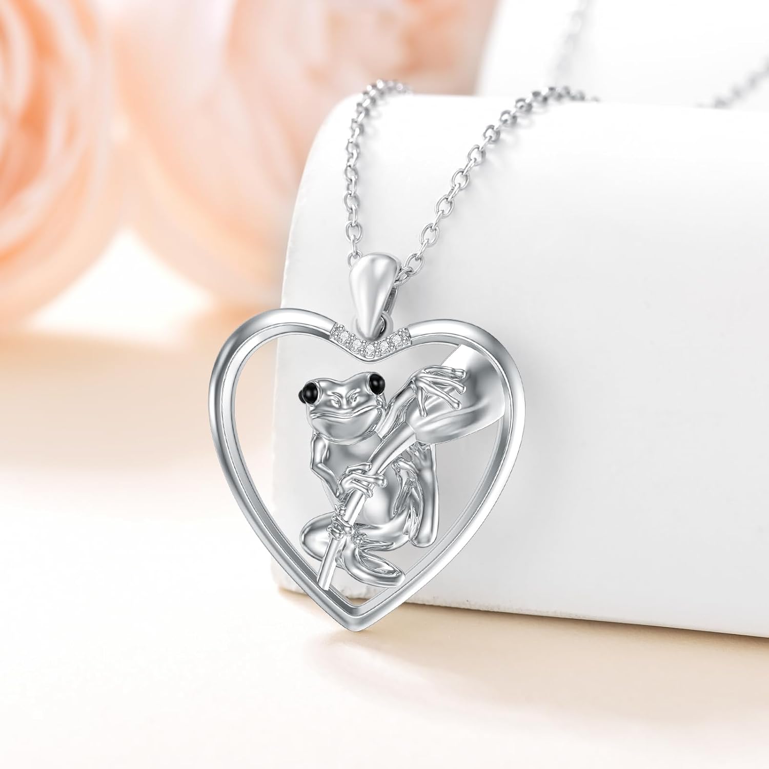 Diamond Frog Necklace for Women 925 Sterling Silver Frog Necklace for Mother Daughter Grandmother Mom Wife Sister 18+2Inch - Image 2