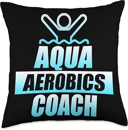 Miniatura 1 de Water Aerobics Fitness Instructor Expert Graphic Water Aerobics Coach Instructor Fitness Expert Graphic Throw Pillow, 18x18, Multicolor