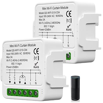 Tuya WiFi Smart Roller Shutter Switch Module 2.4 GHz Alexa Smart Roller Shutter Control App Control Timer for Roller Shutter Motor Works with Alexa/Google Pack of 2
