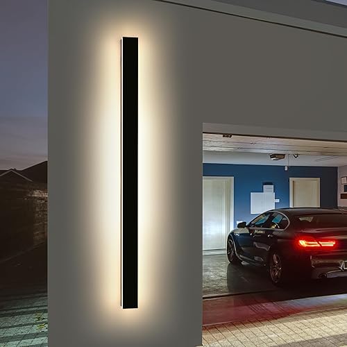 Miniatura 25 de luces de pared exterior de 39 pulgadas largas, lámpara de pared montada moderna, luces de 3 colores 3000K/4500K/6000K, IP65 impermeable, apliques