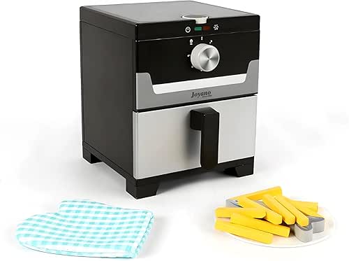 15-PCs Wooden Air Fryer/18-PCs Pressure Cooker Playset for Kids Pretend