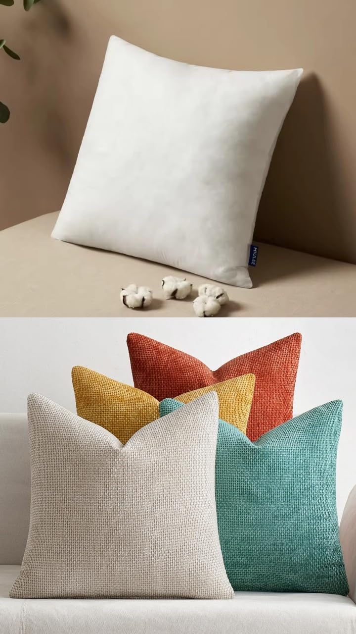 MIULEE Throw Pillow Inserts and Chenille Pillow Covers