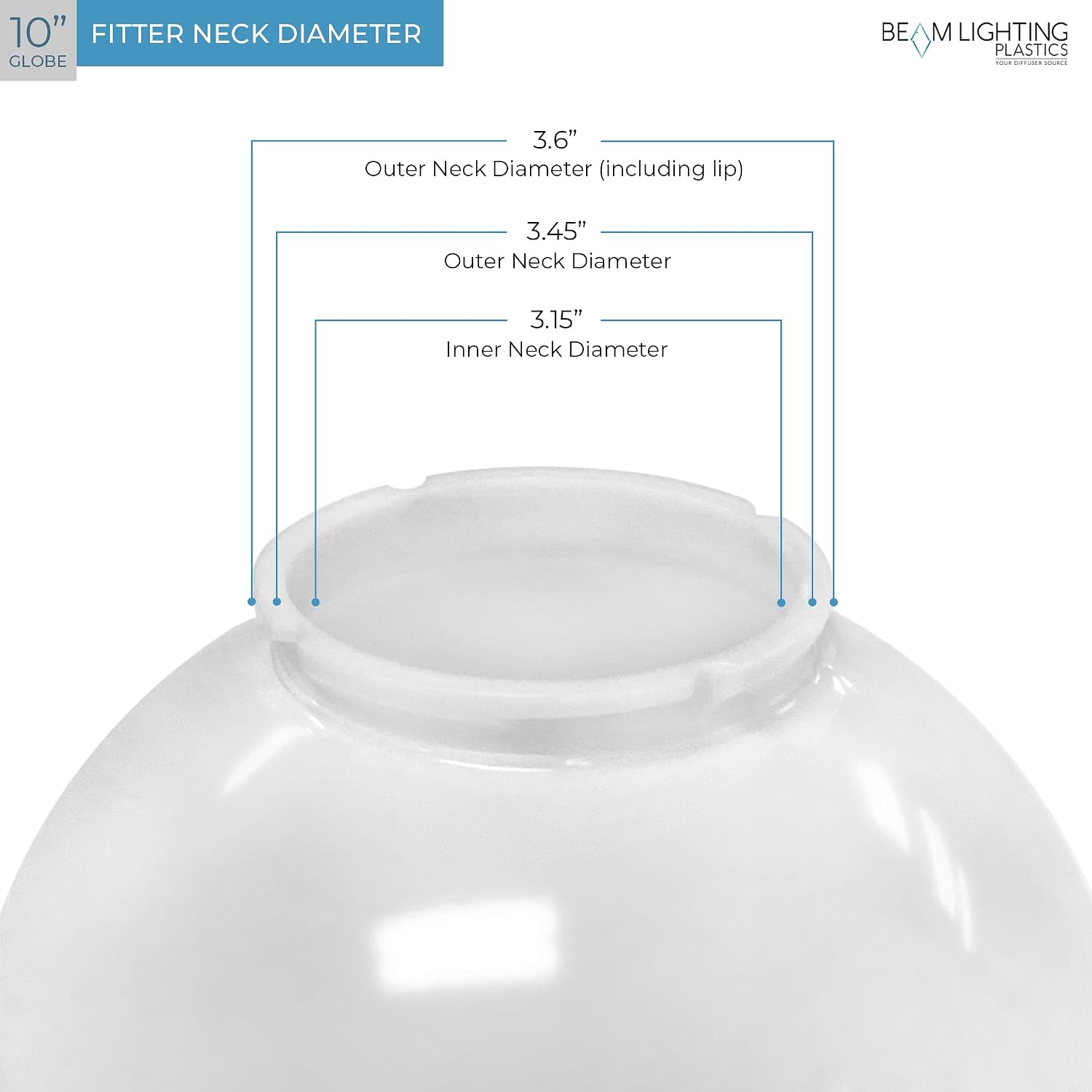 Beam Lighting 10-inch White Acrylic Replacement Globe - Cover for Ceiling, Wall Fixtures, Lamp Posts, or Streetlights