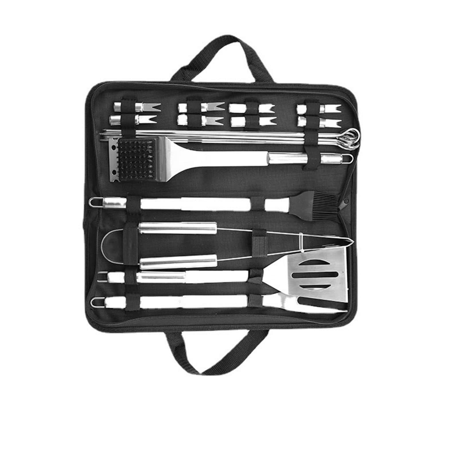 Coffret d'ustensiles en Acier Inoxydable, 20 pièces, Accessoires de Barbecue, antirouille et résistant à la Chaleur, Coffret de Rangement extérieur, Coffret Cadeau pour Homme