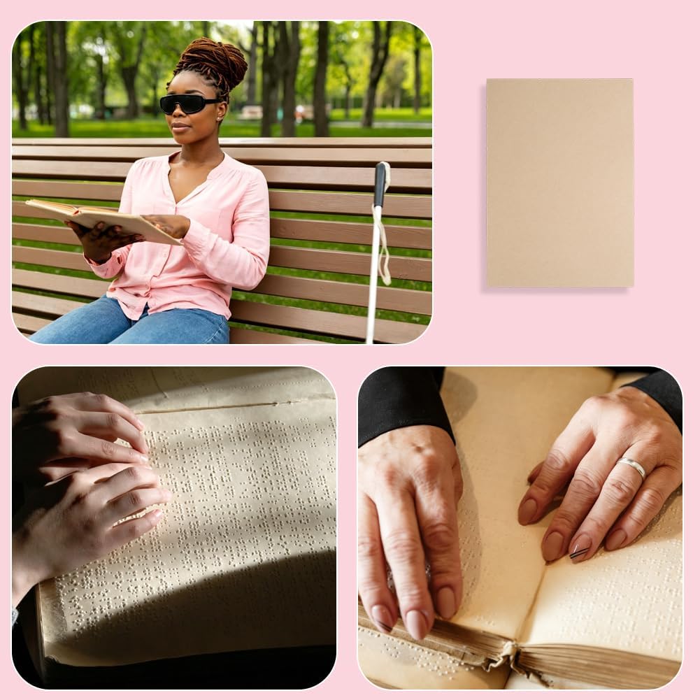 PH PandaHall 100 Sheets Braille Paper Blank Tactile Writing Paper A4 Blind Handwriting Papers Rectangle Practice Papers for Visually Impaired Training Learning Braille School Supplies, 30x21cm