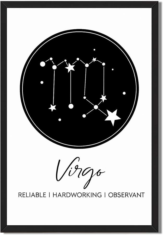 Framed Virgo Constellation Poster Canvas Print Art Minimalist Aesthetic Wall Art, Painting, Pictures, Wall Decor Trendy Art Print Decoration for Living Room Home Decor (Blank Framed,8L X12W)