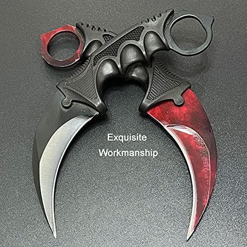 Msgumiho Karambit Knife Tactical Knife Stainless Steel Fixed Blade Knife With Sheath And Cord Suitable For Hiking, Adventure, Survival And Collection-2 Pieces(Black&Red) #TOP1
