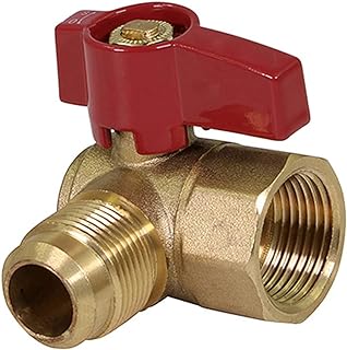 Midline Valve GASLxFA5834 Angle Gas Ball Valve with 5/8 in. x 3/4 in. Flare x FIP Connections, Brass
