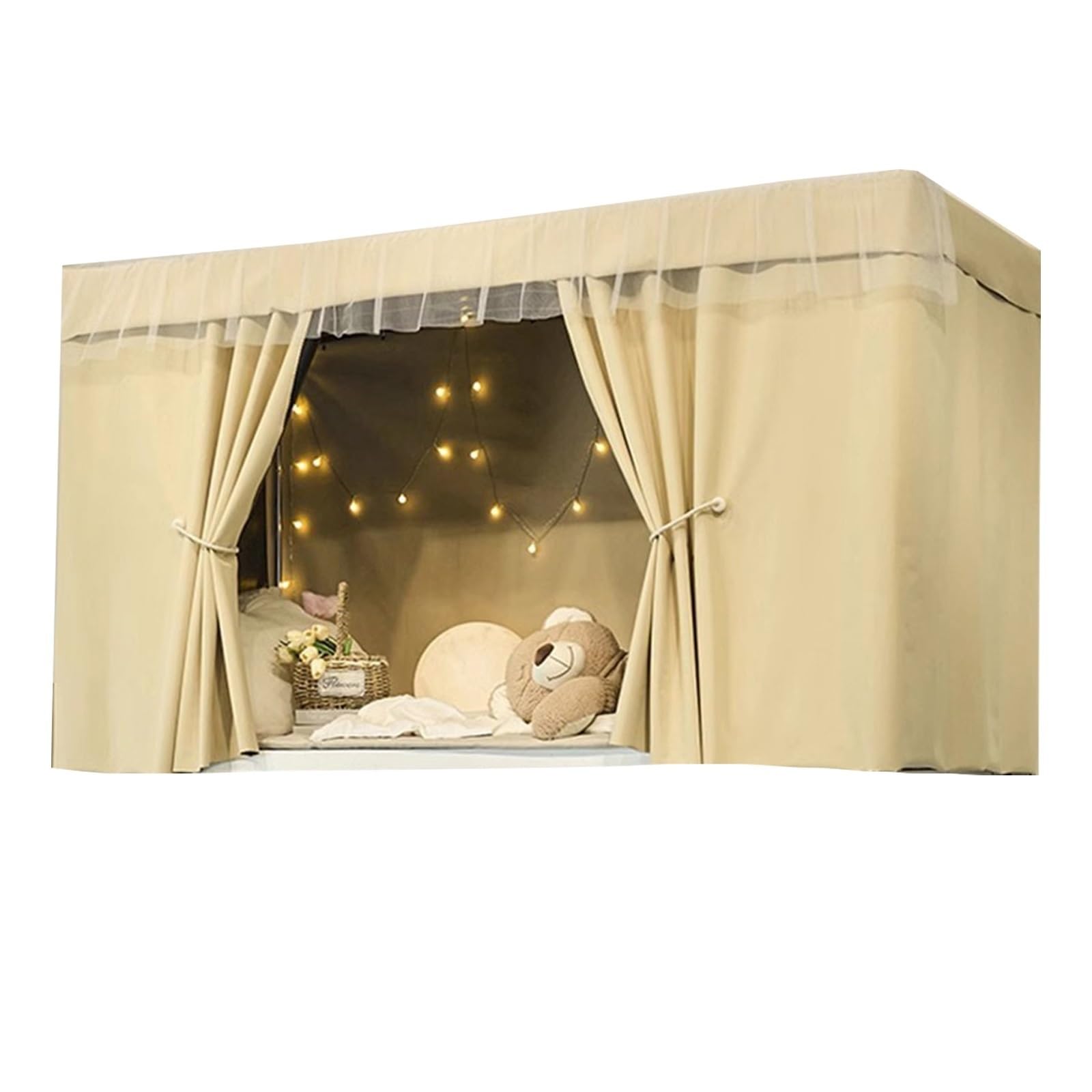 LVYUDS Full Enclosure Bunk Bed Tent Blackout Bunk Bed Curtains for Top Plain Colour Loft Bed Curtains for Bottom Soundproof for Schools(Curtain*2,1.2M_YELLOW A)