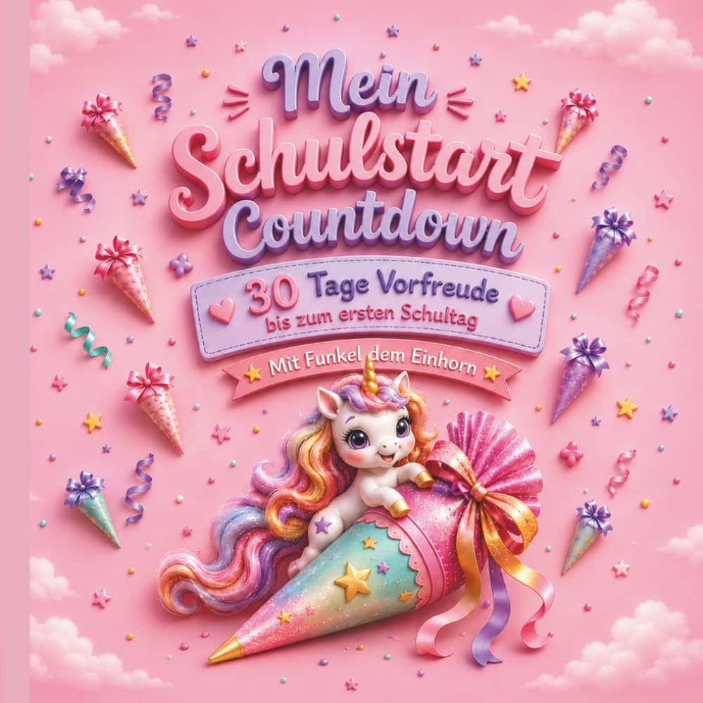 Mein Schulstart Countdown 30 Tage Vorfreude bis zum ersten Schultag Mitmachbuch auf dem Weg zur Einschulung: Mit Funkel dem Einhorn