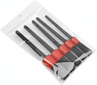 5-Piece Car Detailing Brush Set for Interior Vents, Dashboard Crevices & Wheel Rims - Black PP Plastic Cleaning Tools