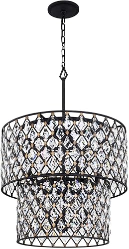 Varaluz Windsor 7-Light 2-Tier Crystal Chandelier - Carbon/Havana Gold