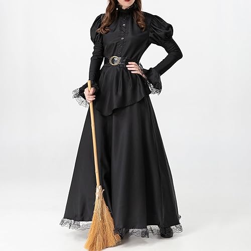 Miniatura 6 de SHOPESSA Midevil - Vestido victoriano de pierna de cordero, vestido gótico de bruja vampiro, vestido de disfraz de bruja de los años 1700, vestido