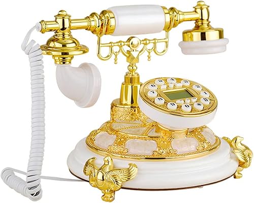 Royal Vintage Teléfono de escritorio antiguo de oro blanco de lujo retro europeo antiguo Teléfono vintage para el hogar y la oficina