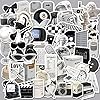 61 calcomanías estéticas de estilo vintage en blanco y negro para botellas de agua, calcomanías estéticas VSCO para decorar monopatín, computadora, teléfono (calcomanías vintage)