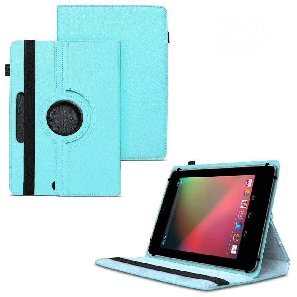 TGK Rotating Cover for Asus Google Nexus 7 2012 Tablet (7 inch) (Sky Blue) 360 Degree Universal 3 Camera Hole Leather Stand Case