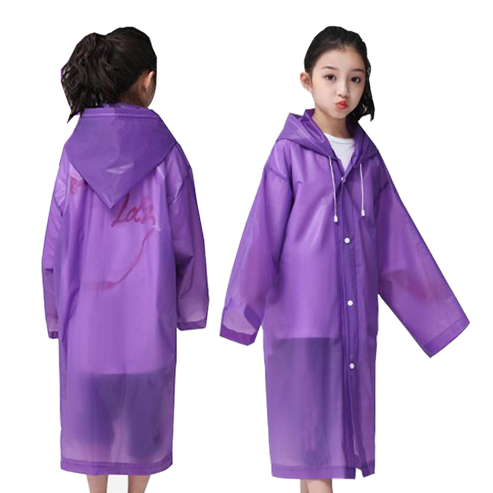 2 Piezas Infantiles Impermeable Chubasquero, Poncho Lluvia con Capucha, EVA Ponchos Lluvia Niños, Reutilizable, para Ciclismo Aire Libre, Camping, Viajes y Pesca (Púrpura)