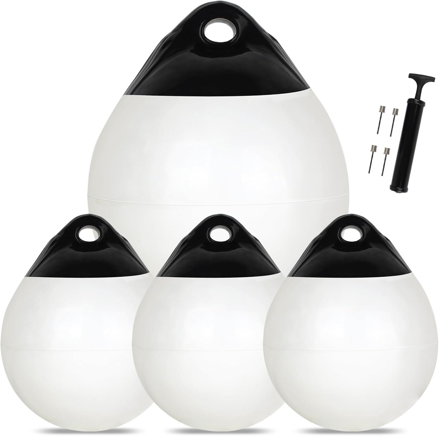 10/12/15 inch Boat Buoy Balls Anchor Buoy Float Round Boat Fenders,Vinyl Inflatable Boat Mooring Buoys,Boat Buoys Bumpers for Docking/Anchoring/Marking - Multi Color Optional (1,2,4 Pack)