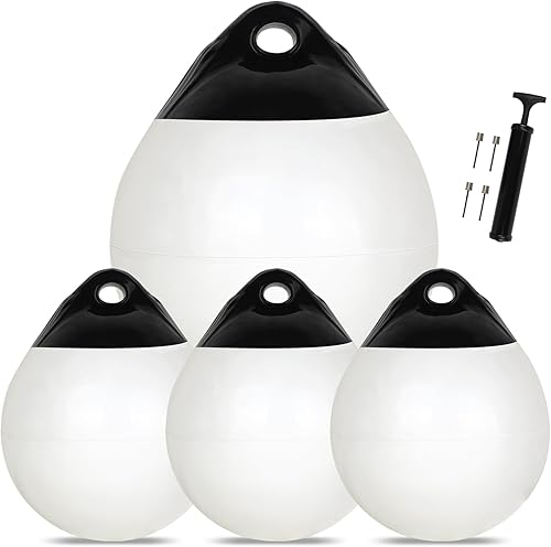 Miniatura 24 de Boya de 10/12/15 pulgadas, boya de anclaje, flotador, guardabarros redondos de barco, boyas inflables de vinilo, boyas de barco