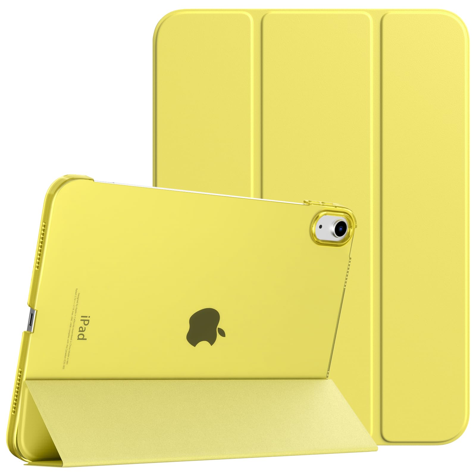 TiMOVO Cover Custodia Compatibile con iPad 10 Generazione 10,9" 2022, iPad 10 Cover con Retro in PC Rigido Semi-Trasparente, Funzione di Auto Sveglia/Sonno, Amarillo Limone