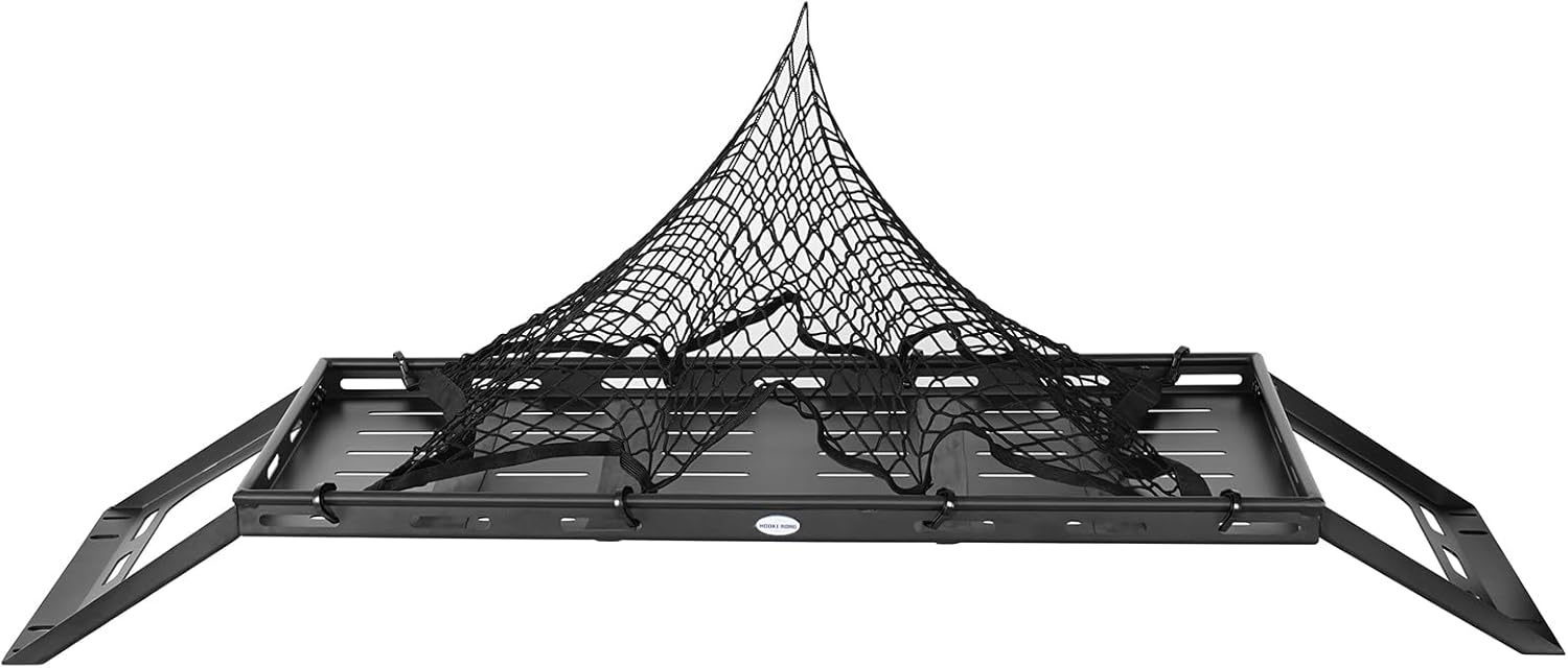 Hooke Road JK 2 Door Rear Trunk Cargo Rack Basket Tray Interior Storage Luggage Carrier for 2007-2018 Jeep Wrangler JK 2-Door Hardtops - Lightweight Steel