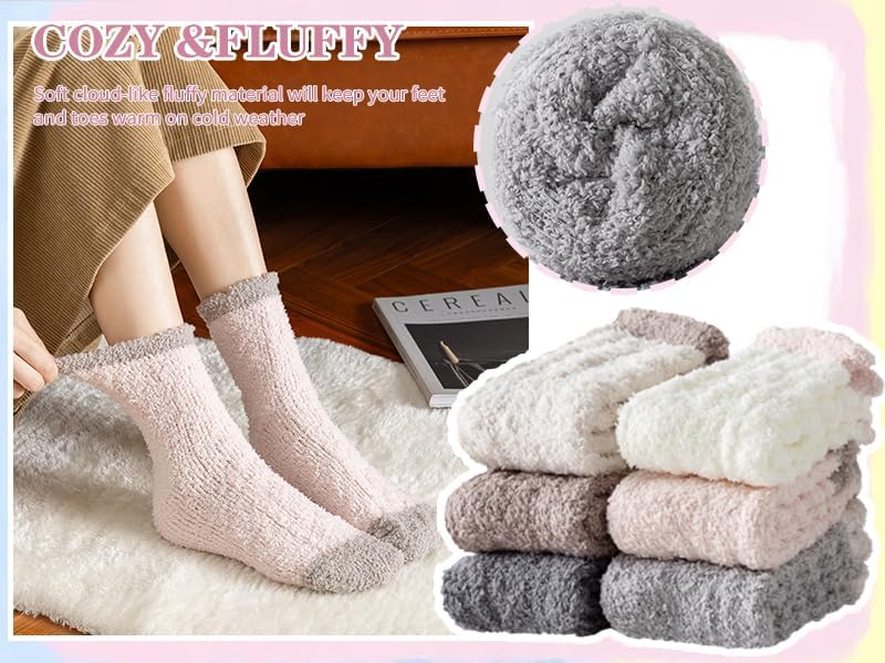 Fuzzy Socks For Women Warm & Cozy Gifts Winter fluffy Socks Womens Cozy Home Soft Sleeping Slipper Sock - Image 4