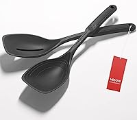 Vista 14 de Cuchara de cocina grande de silicona, juego de cuchara sólida antiadherente con perno profundo y marca de medición para mezclar, servir, escurrir