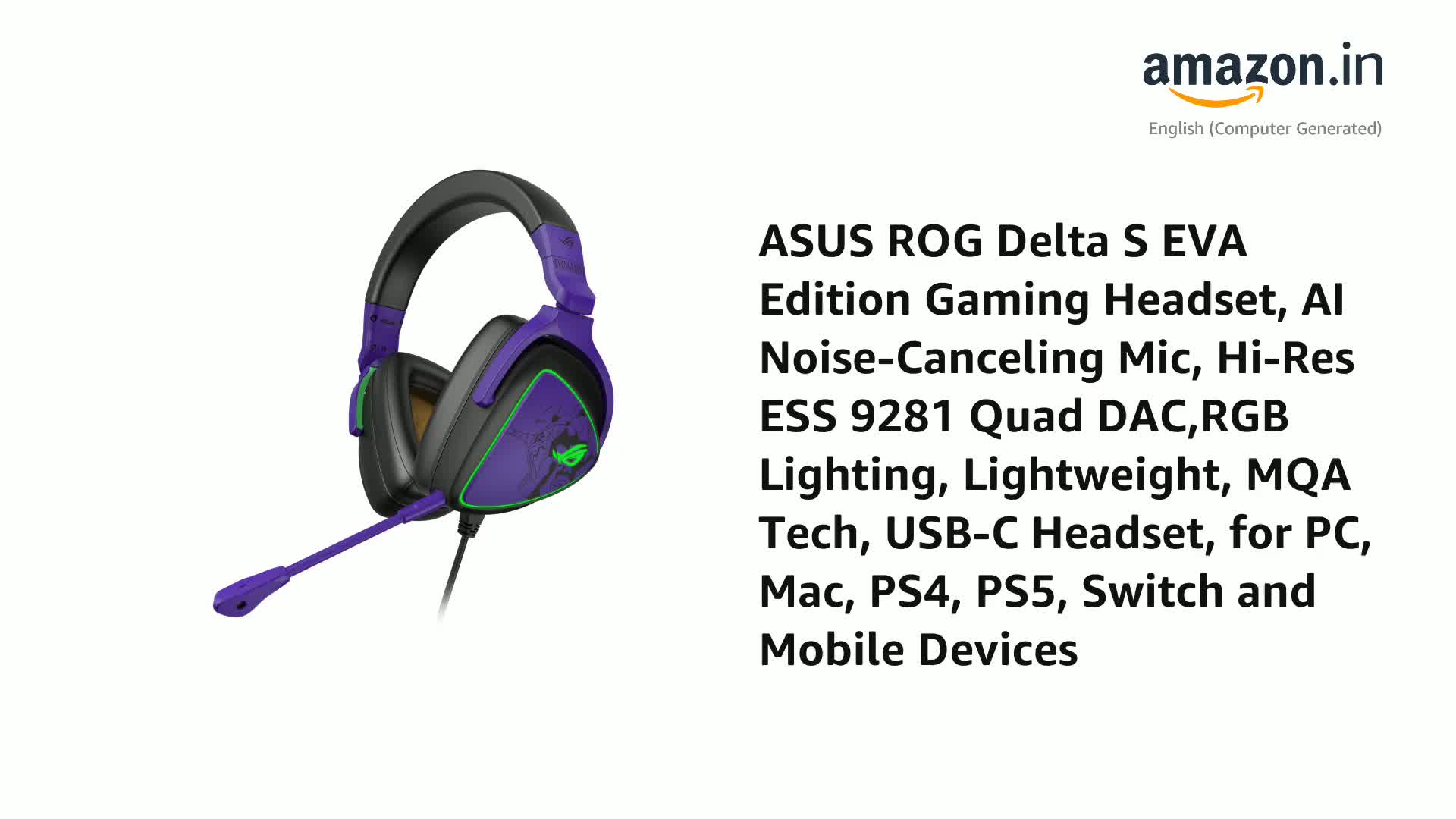 ASUS ROG Delta S EVA Edition Gaming Headset, AI Noise-Canceling