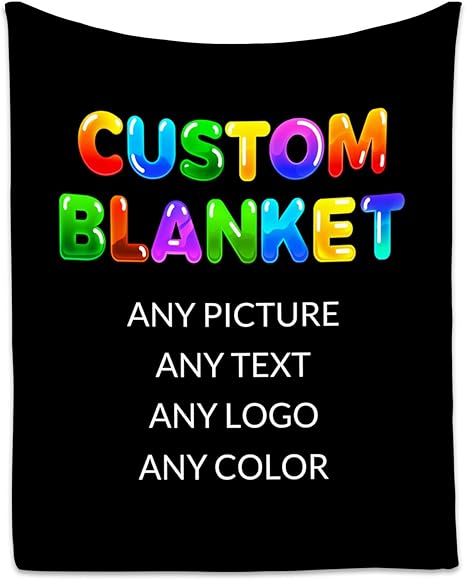 Personalized Blanket with Photo - Custom Gift for Kids - Picture Blanket with Name, Soft Flannel Throw for Couch, Bed