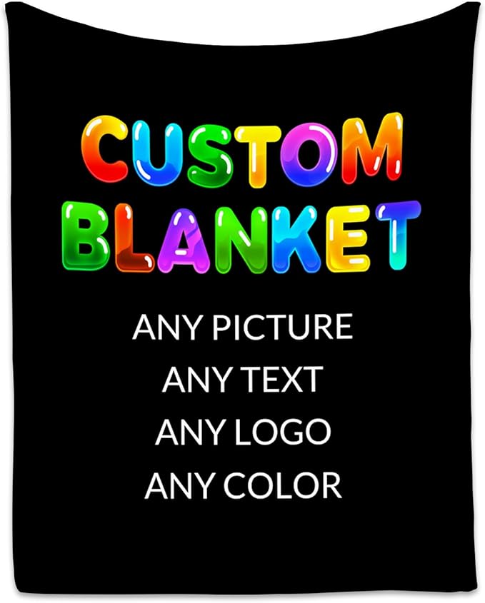 Personalized Blanket with Photo - Custom Gift for Kids - Picture Blanket with Name, Soft Flannel Throw for Couch, Bed