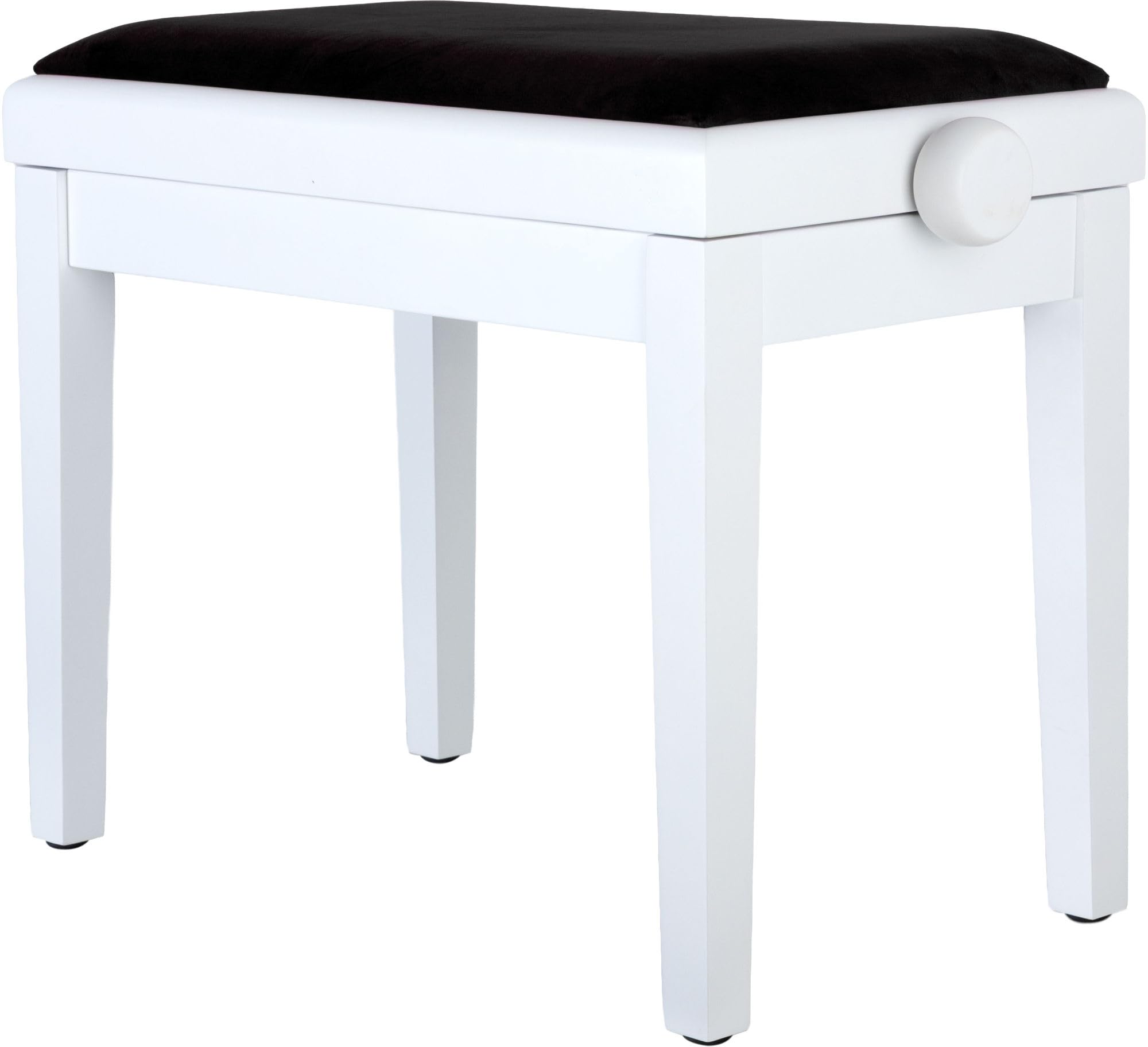 Classic Cantabile Banc de Piano Mod. A-Velours Noir, Blanc Mat, Bois Massif