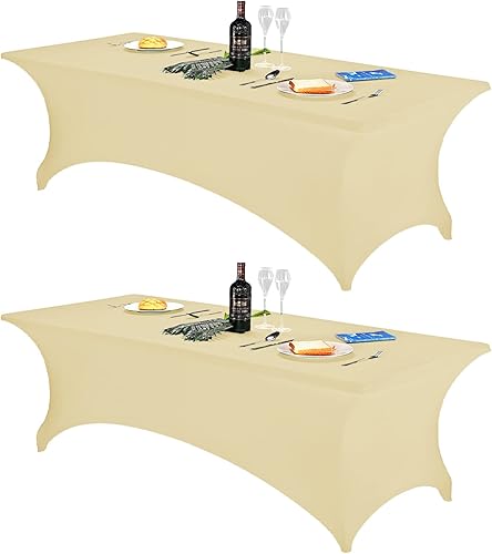 Miniatura 191 de FORLIFE Paquete de 6 manteles de elastano, de ajuste universal para mesas rectangulares de 6 pies, para patios, bodas, banquetes, fiestas