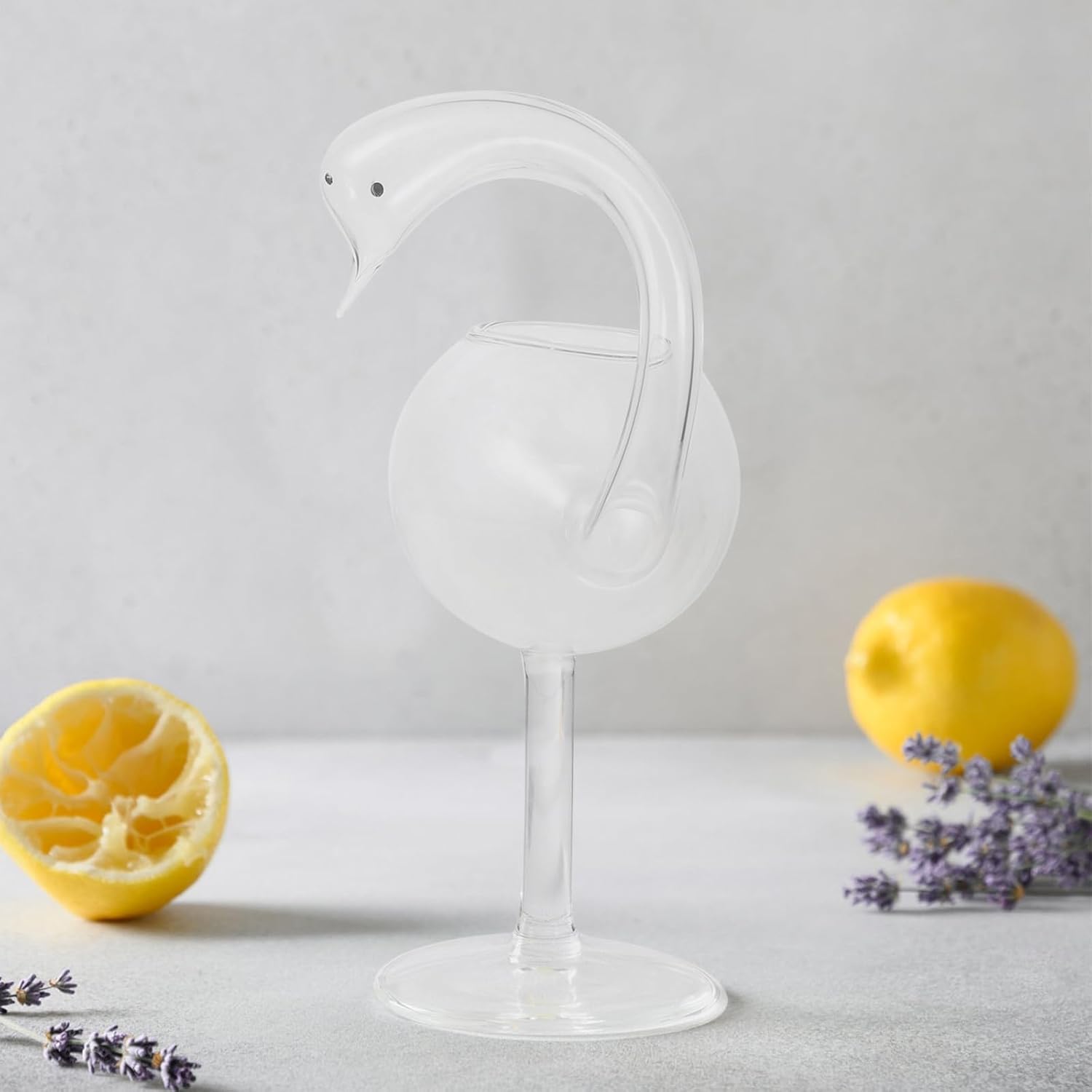 Ml Swan Shaped Glass Cocktail Glassware, Creative Stylish Tall Martini Glass, Comfortable to Hold, for Party Drinking and Bar Serving