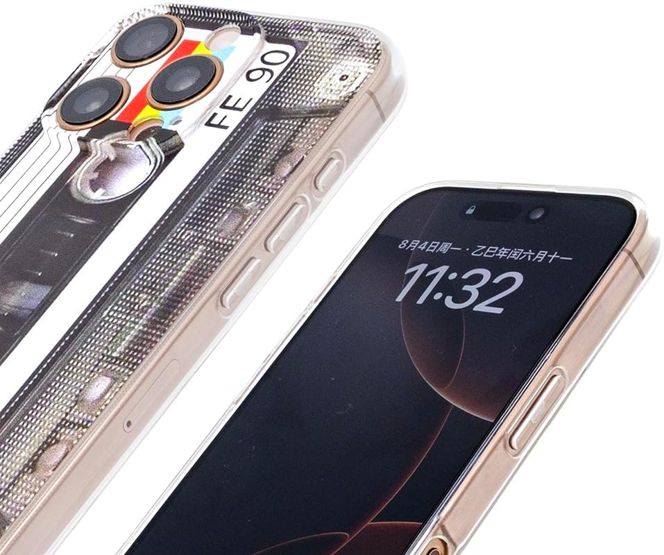 Compatible with iPhone 16 Pro Cassette case,Unique Retro Design Soft Cool Tape Music Phone Cases Cover for Apple iPhone 16 pro White - Image 2