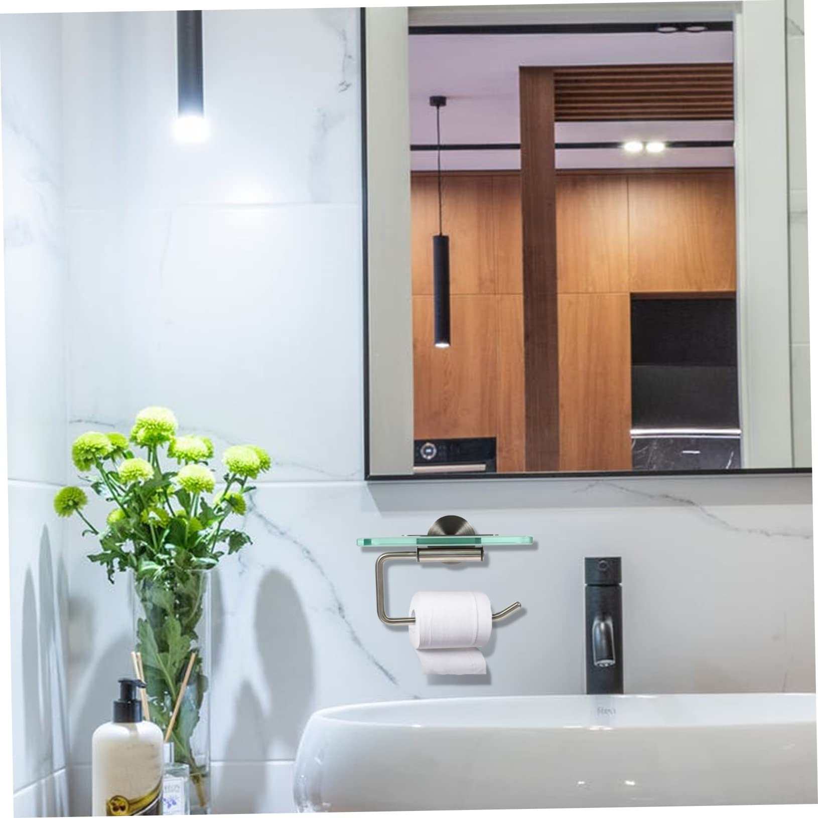 NUOBESTY Portarotolo da Parete in Acciaio Inossidabile Design Salvaspazio e Vetro e Installazione Facile Elegante e Funzionale per Cucina e Soggiorno