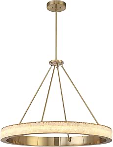 Minka Lavery 3888-776-L Divinely Acrylic Quartz Crystalline Ring LED Chandelier, 1-Light 35 Watt, 29" H x 37" W, Celeste Brass